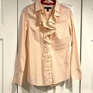 Banana republic Riley Dress Shirt Ruffled Pink White 4